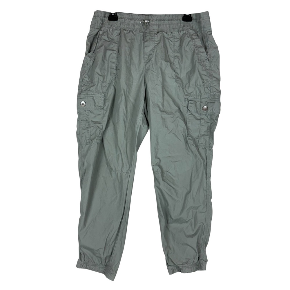 Calvin Klein Performance Cargo Pants Mens Large Gray Elastic Waist Tapered‎ Leg